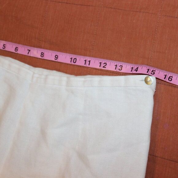 Sandro Vintage White Linen High Rise Straight Leg Trousers Pants Women's Size 12 - Picture 12 of 15